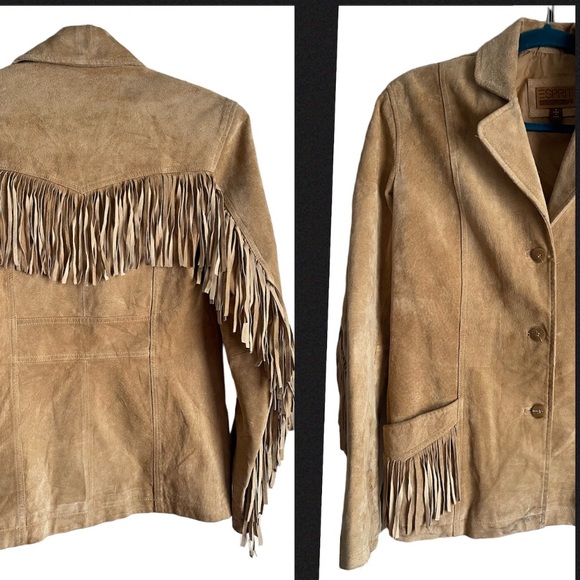 Vintage Jackets & Blazers - Vintage Genuine Suede Leather western fringe jacket